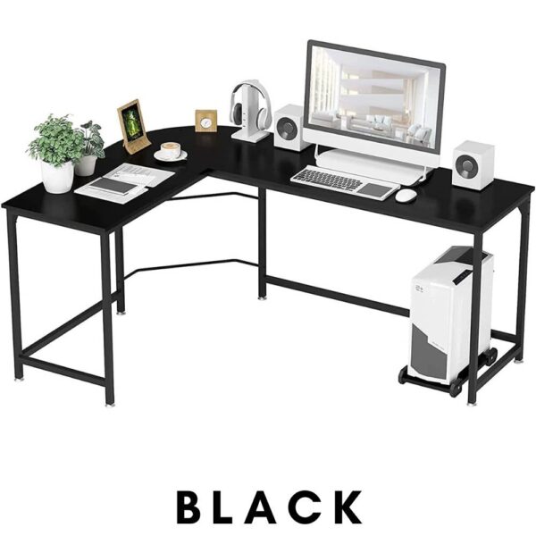 black l shaped corner desk